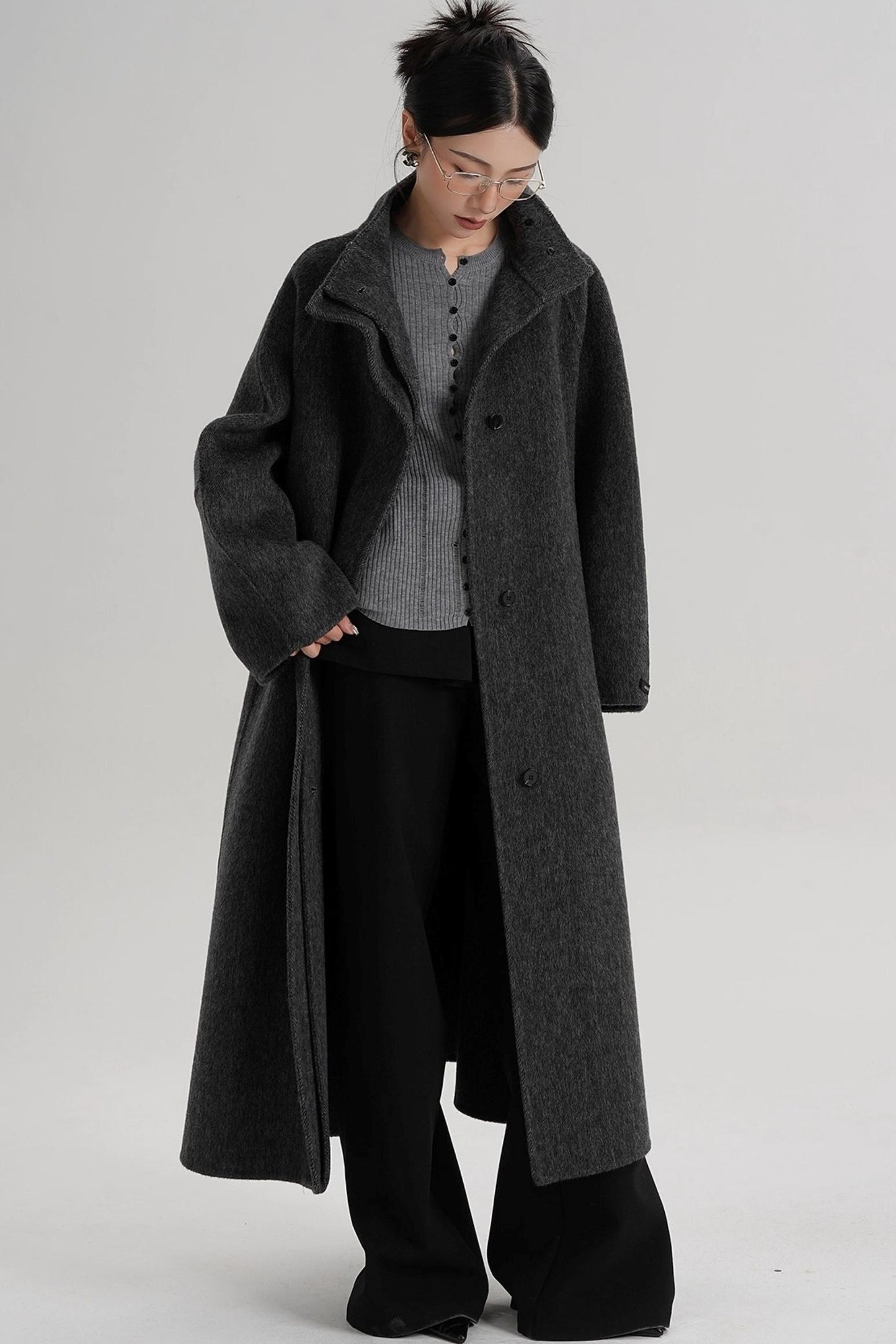 Curved Wool Coat