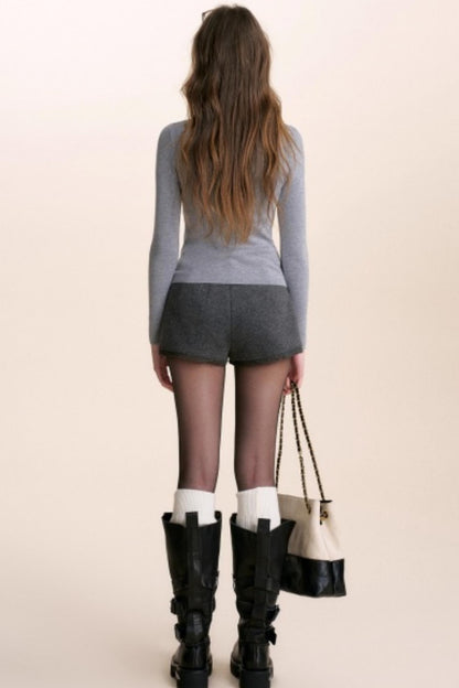 Custom-Dyed Wool Lace Shorts