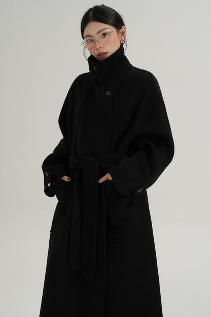 Stand-Up Wool Long Coat