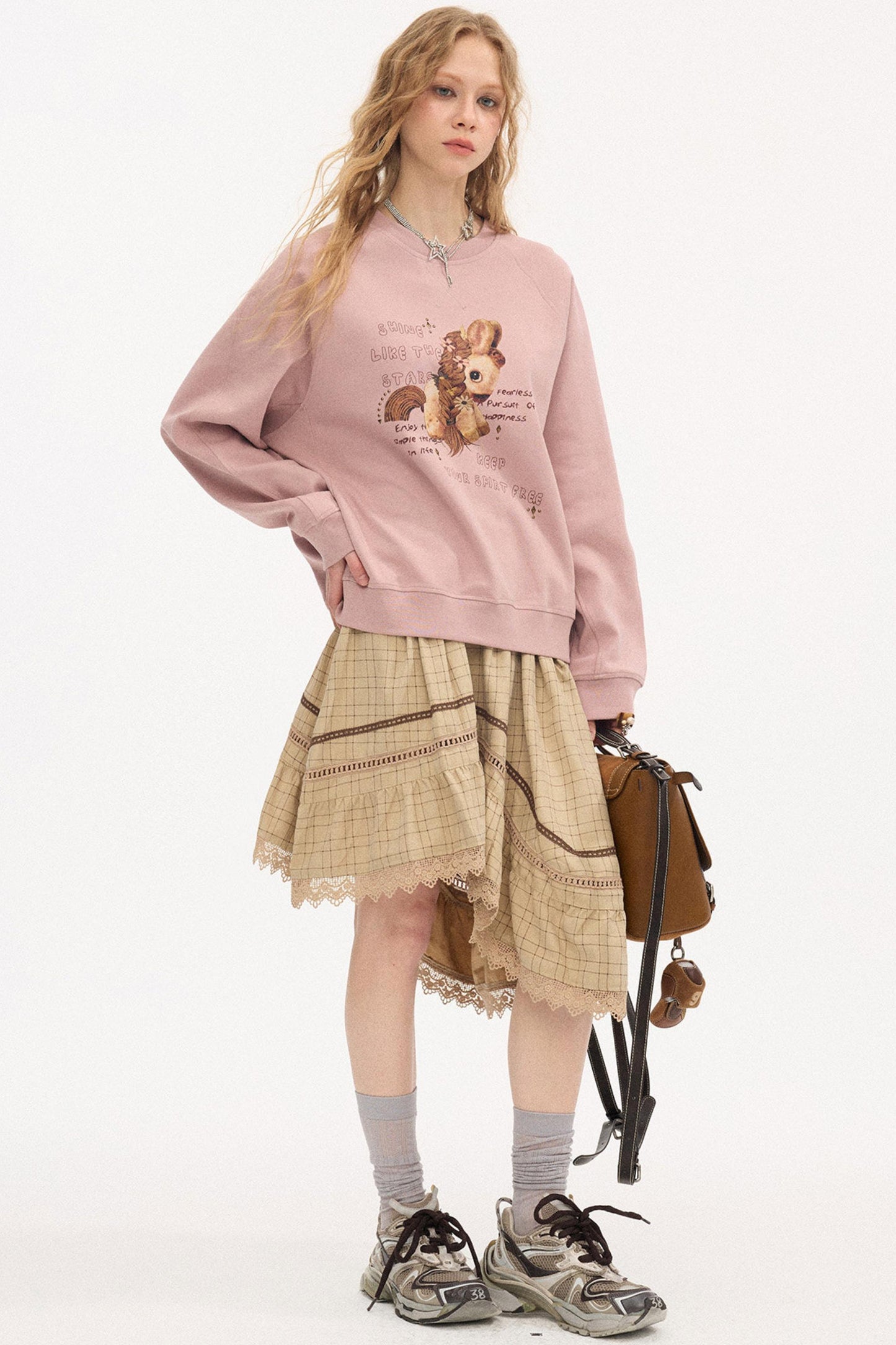 Irregular Wave Patchwork Midi Skirt