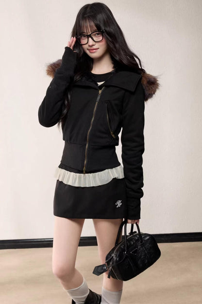 Hooded Fleece Slim Jacket