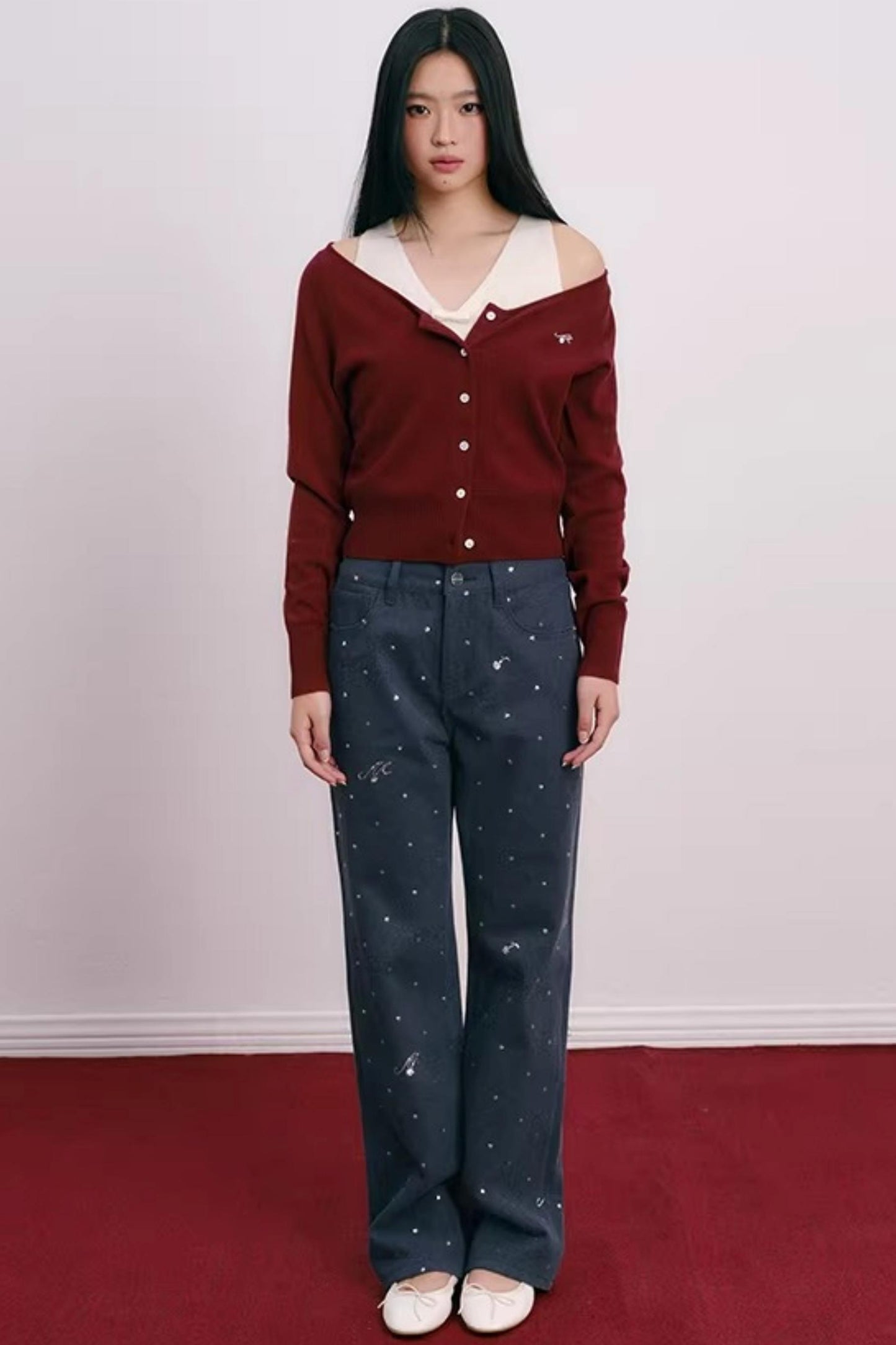 Color-Blocked Velvet Knit Cardigan