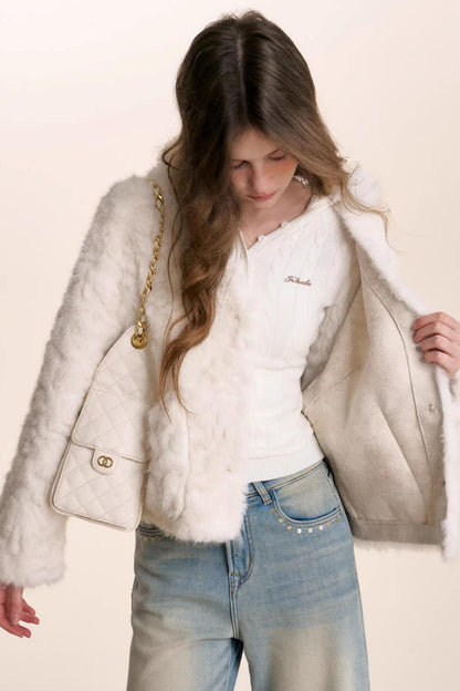 Plush Winter Fur Collar Sweater