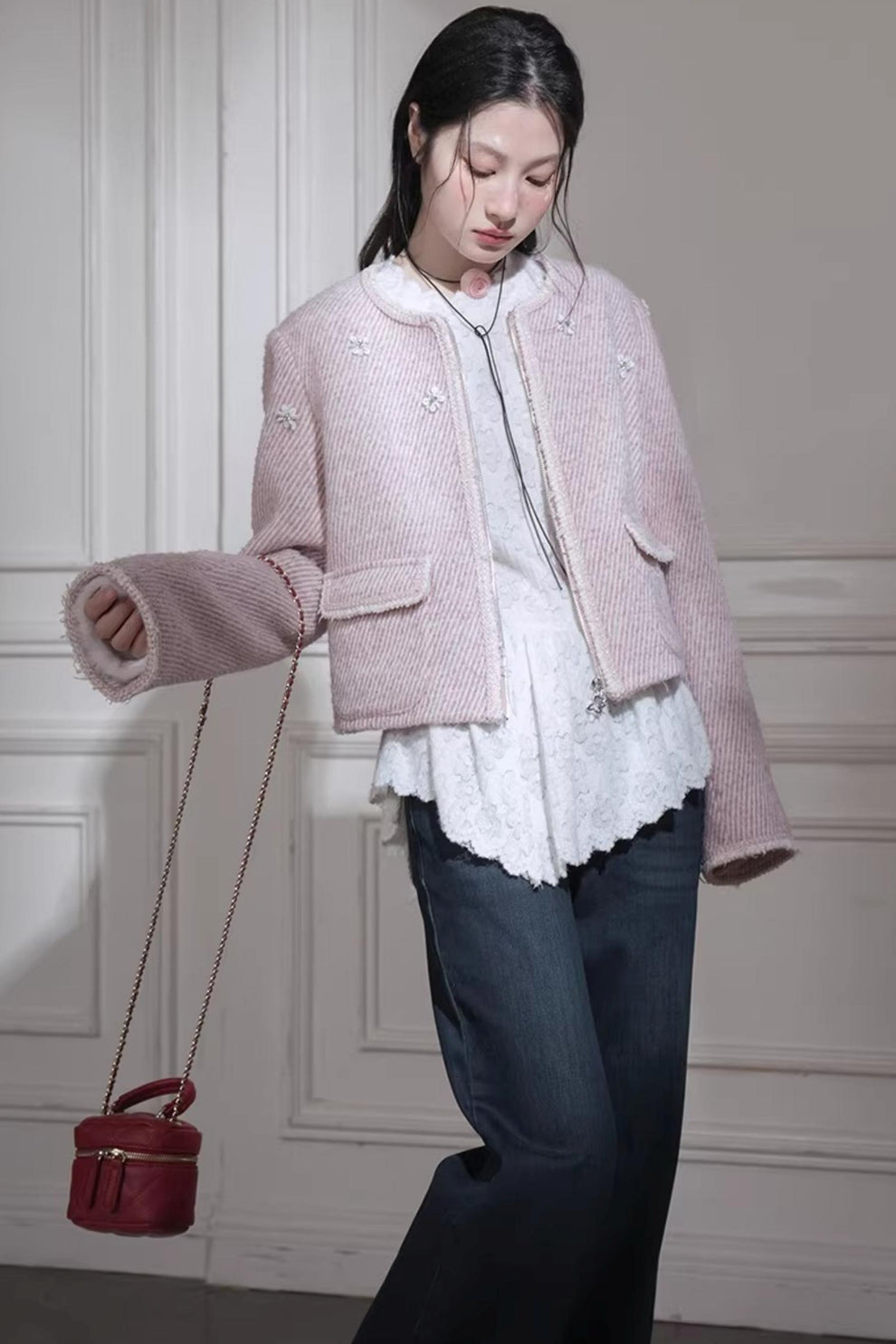 Snow Shell Pink Wool Suit Set – UrbanSheek