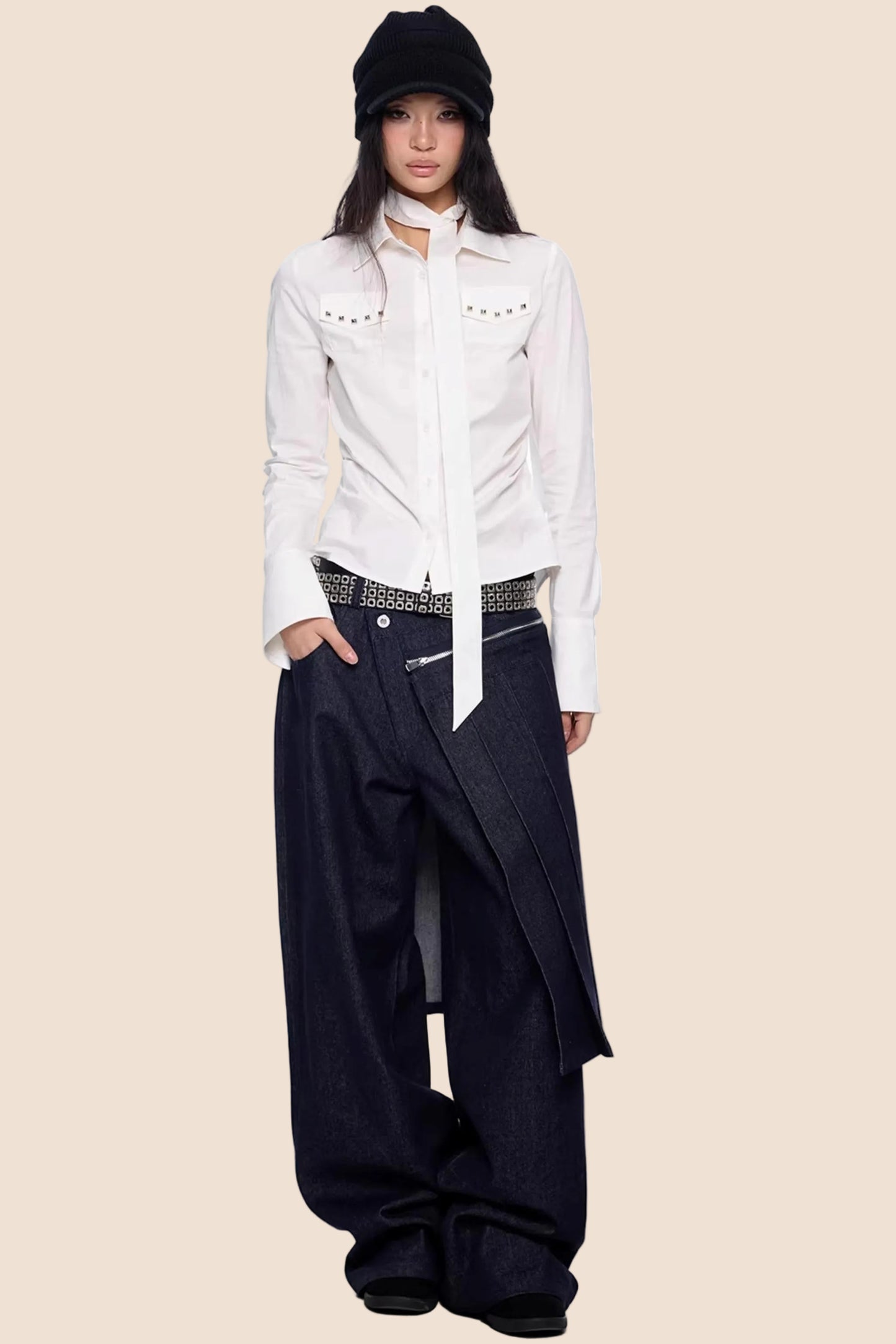 Plaid Retro Lace-Up Shirt