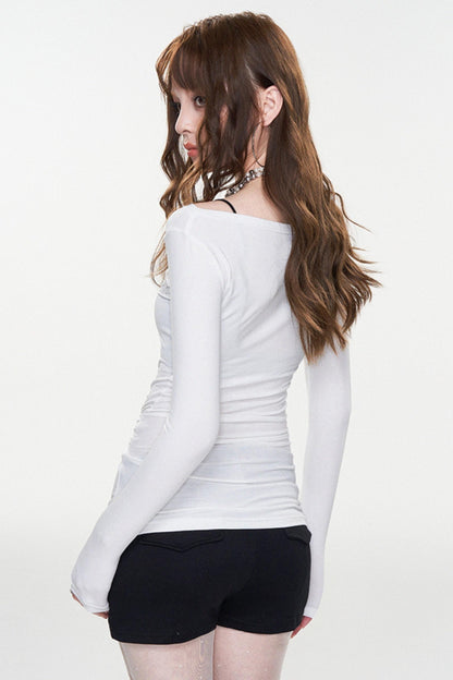 Stylish Letter Print One-Shoulder Top