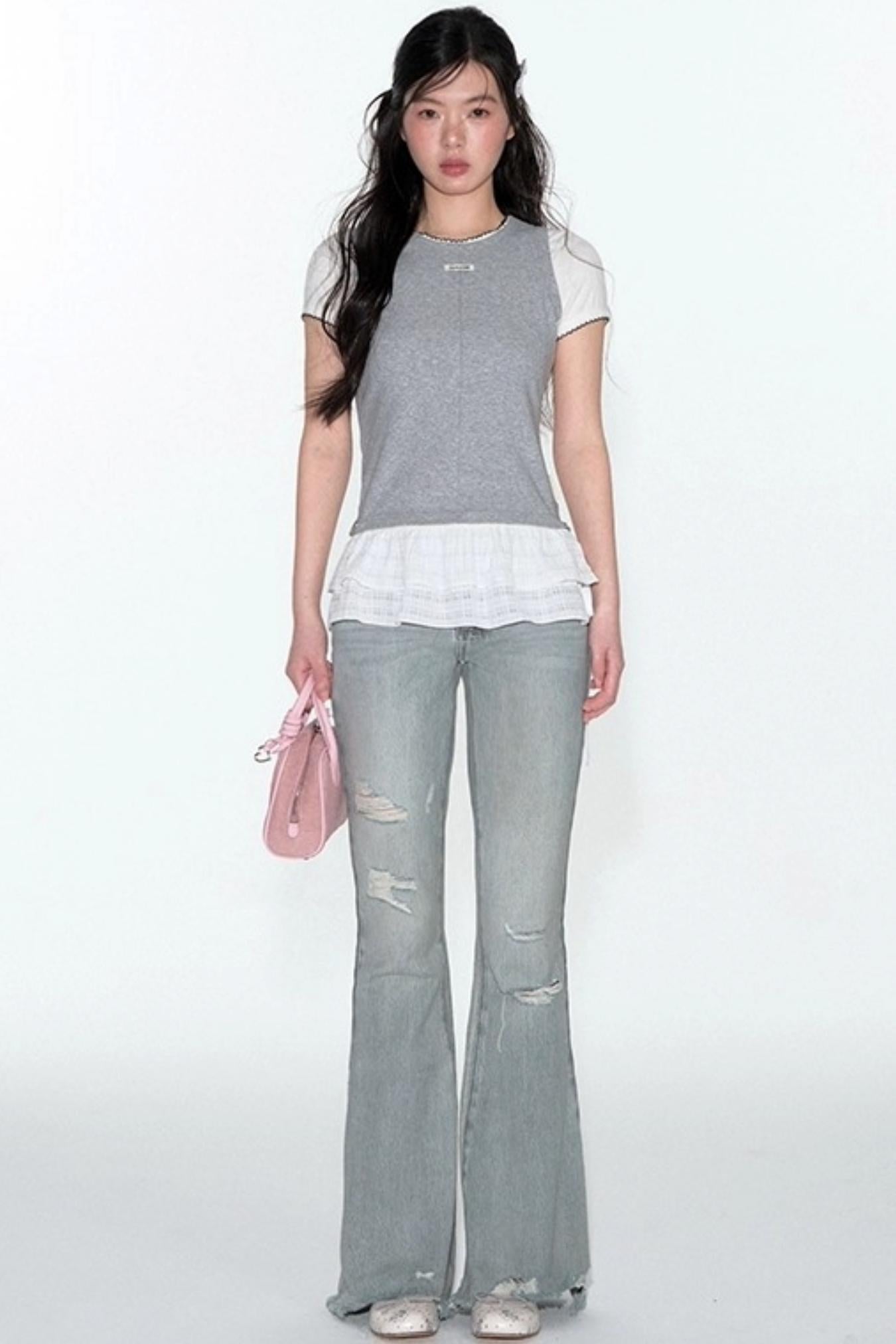 Original Slim Jacquard Short Sleeve Top Set-Up