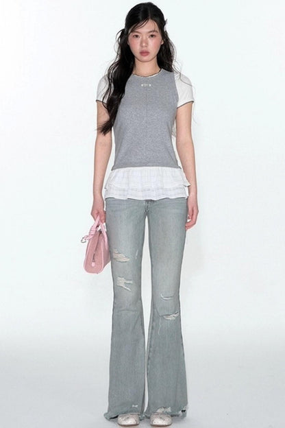 Original Slim Jacquard Short Sleeve Top Set-Up