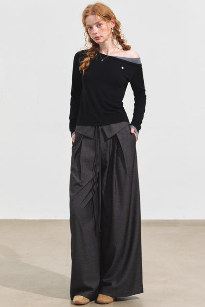 Contrasting Slanted Two Sweaters