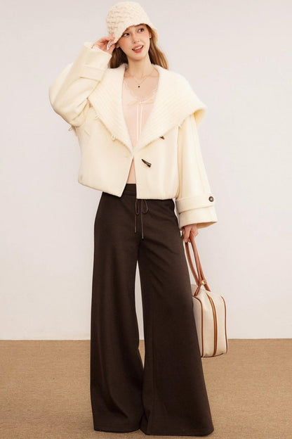 Wool Knit Wide-Leg Pants