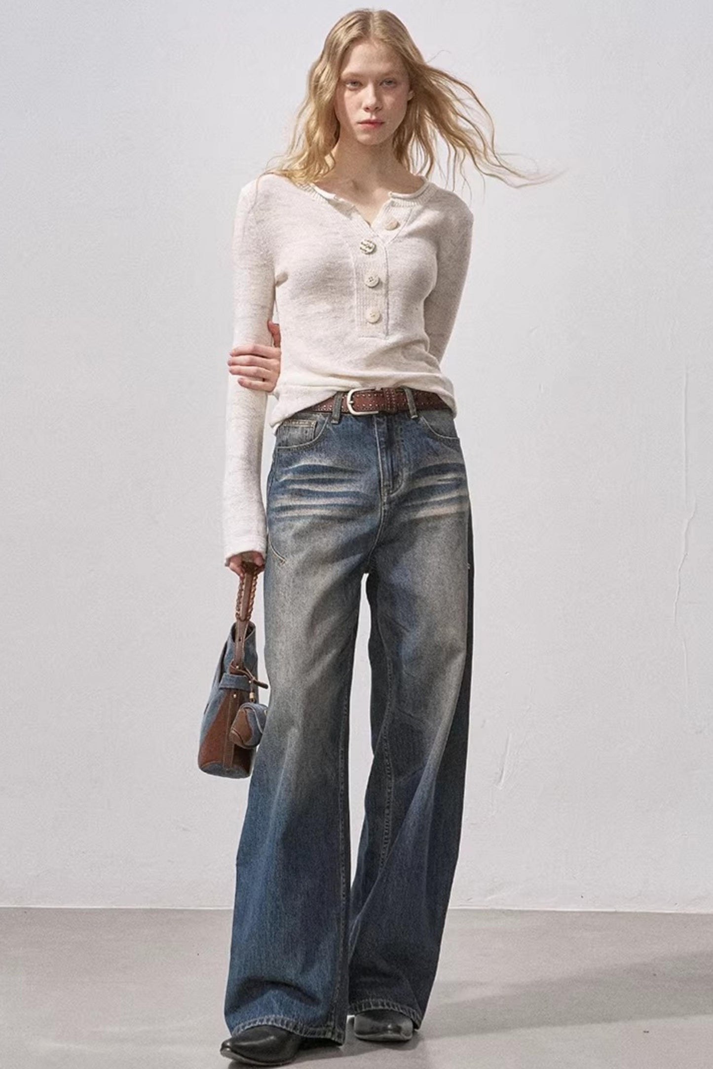 Sequin Henry Collar Knit Sweater