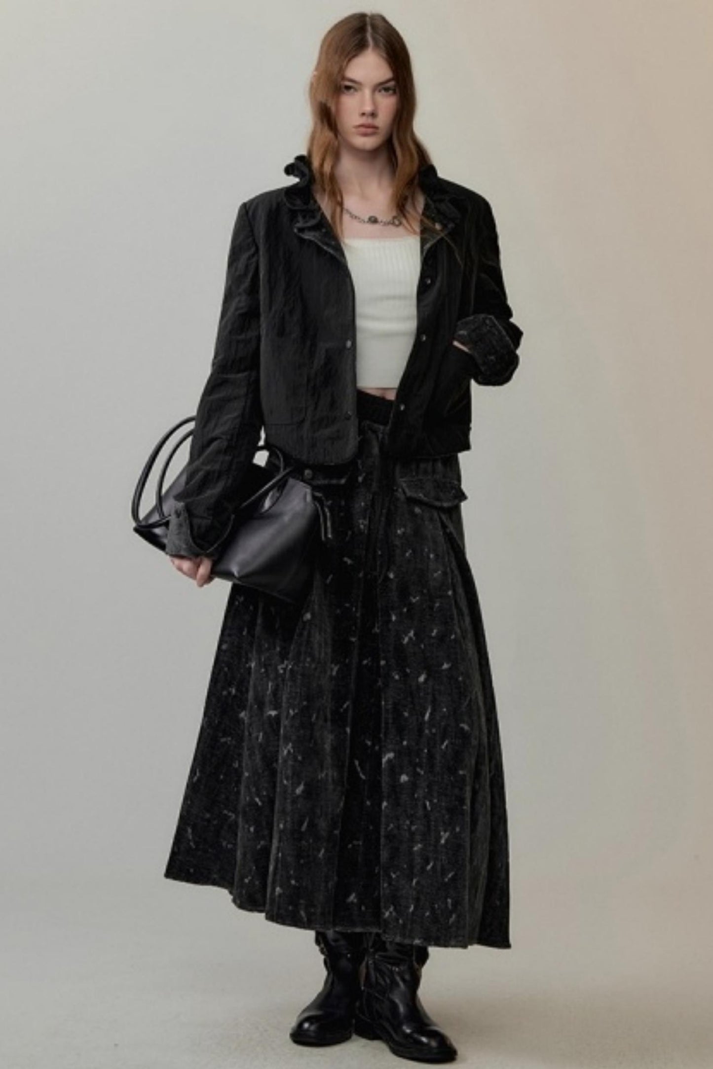 Patchwork Square Collar Knit Top