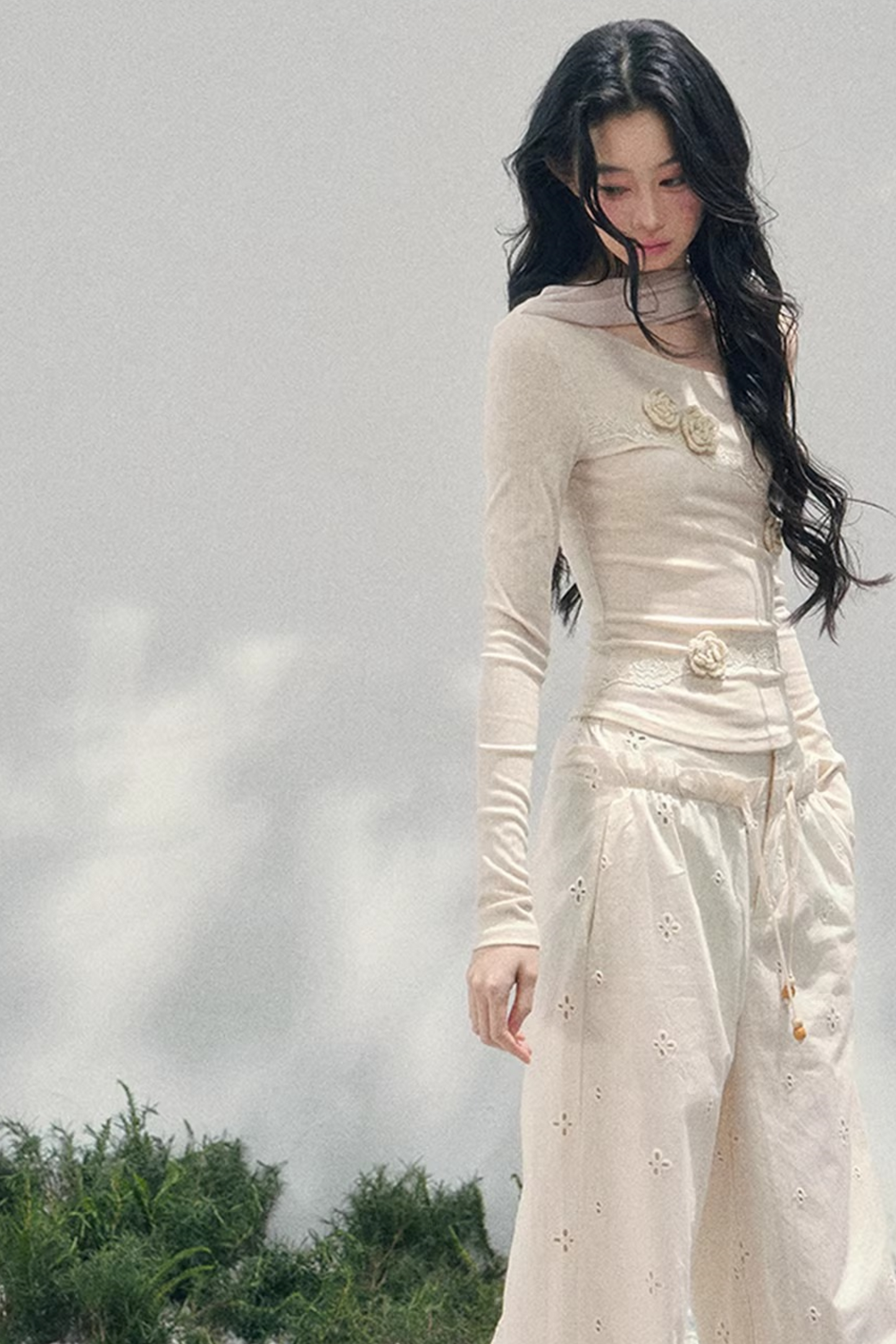 Rose Whisper Off-Shoulder Blouse