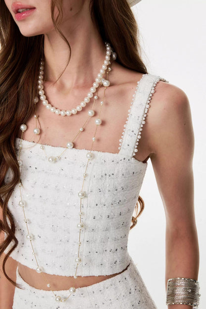 White Small Fragrance Three-Piece Slimming Jacket Set-Up