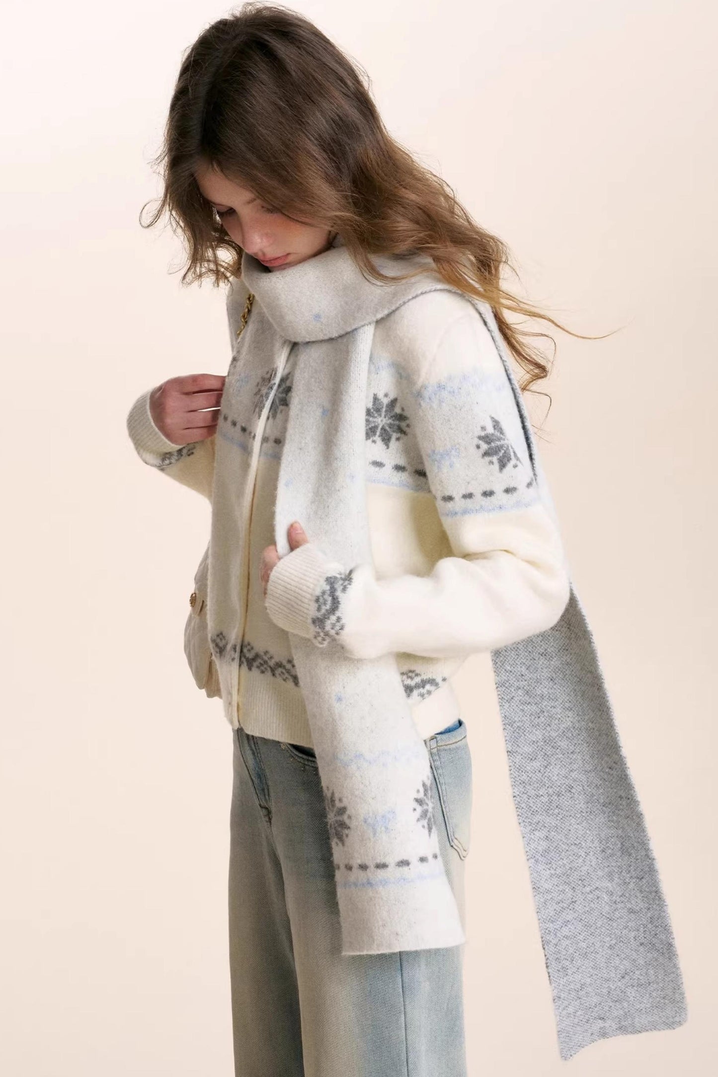 Wool Fair Isle Cardigan Set-Up