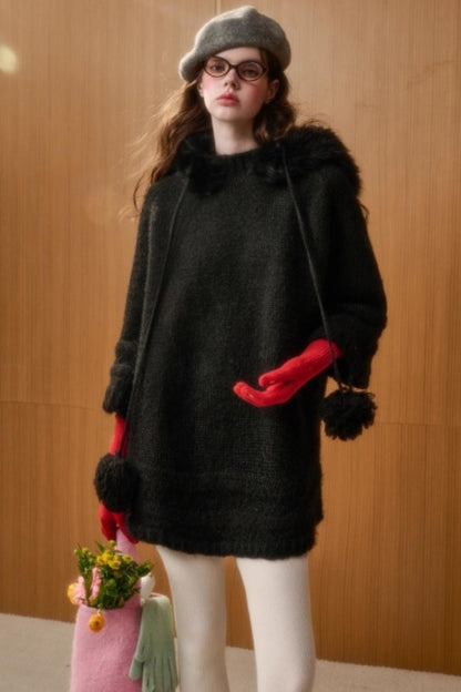 Hooded Wool Cape Dress