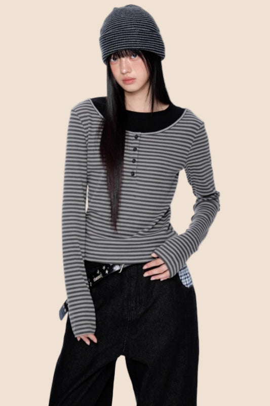 Striped Patchwork Knitted Top