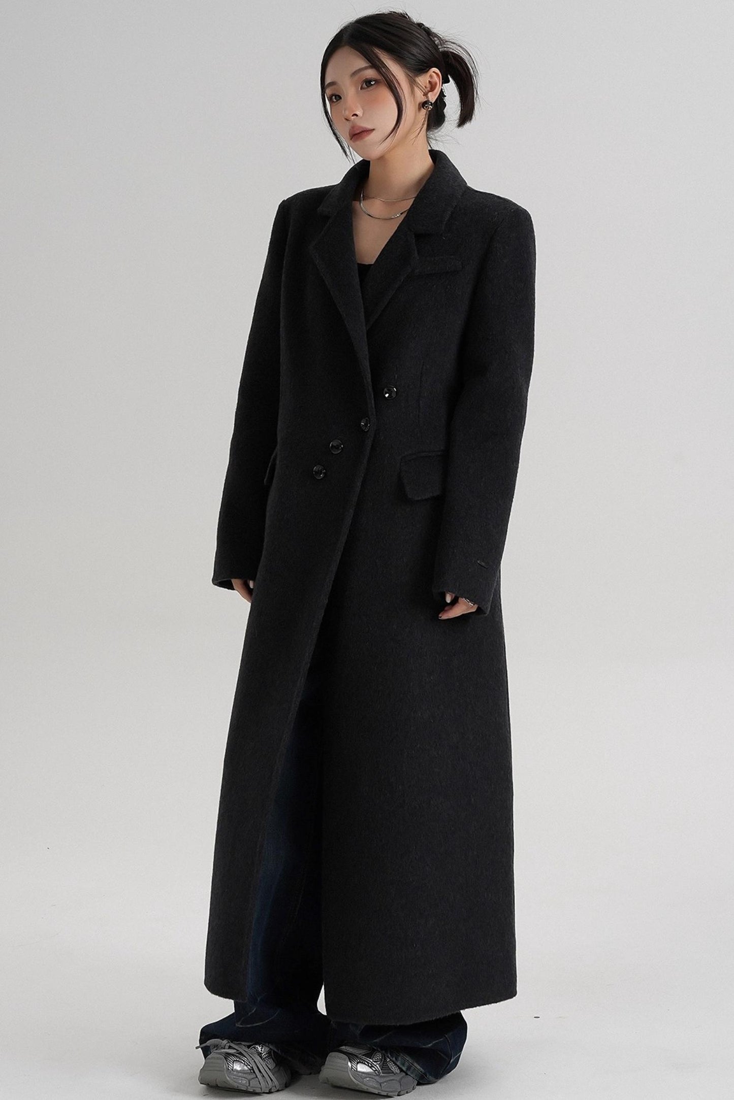 Reversible Long Shoulder Wool Coat