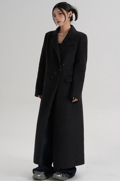 Reversible Long Shoulder Wool Coat