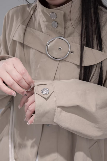 Milk Tea Cape Trench Coat