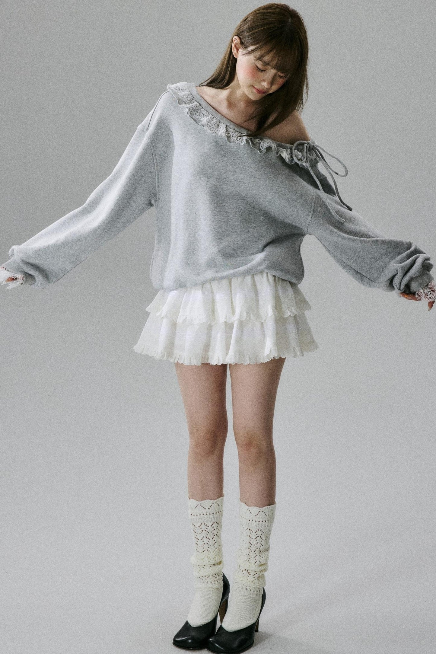 Lace-Trimmed Sweatshirt