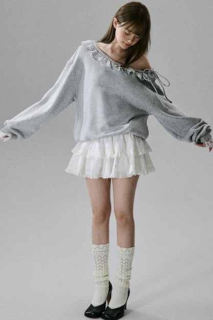 Lace-Trimmed Sweatshirt