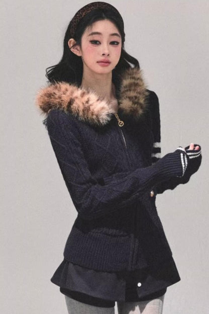 Winter Hooded Knit Sweater