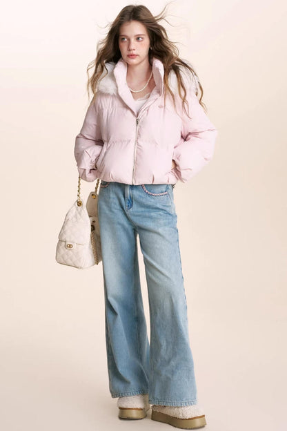 Detachable Fur Collar Hooded Jacket