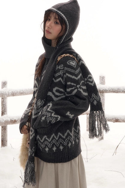 Retro Wool Scarf Hat