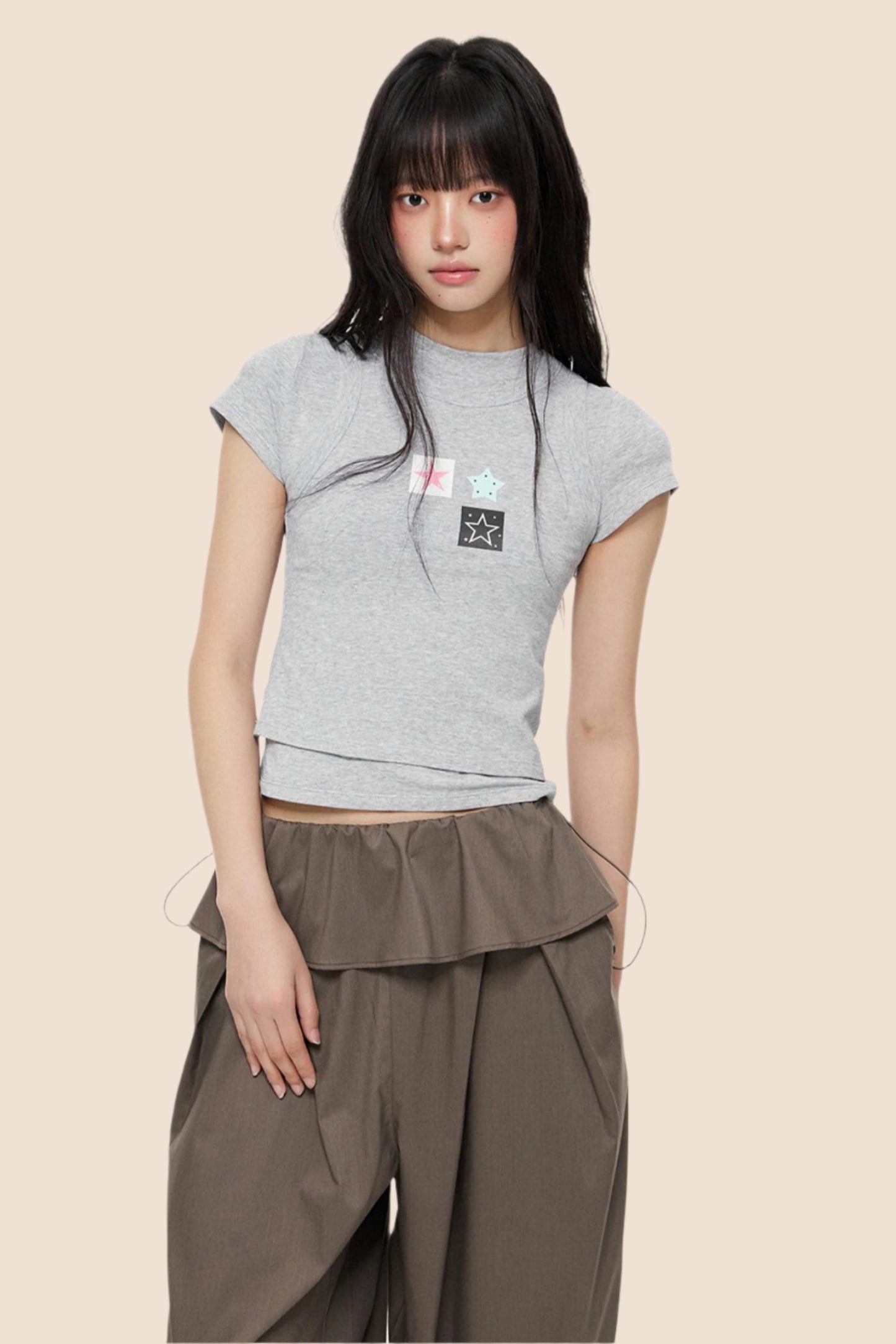 Slim Gray Square Crop Tee