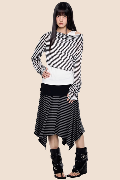 Gestreifte asymmetrische leichte Bluse