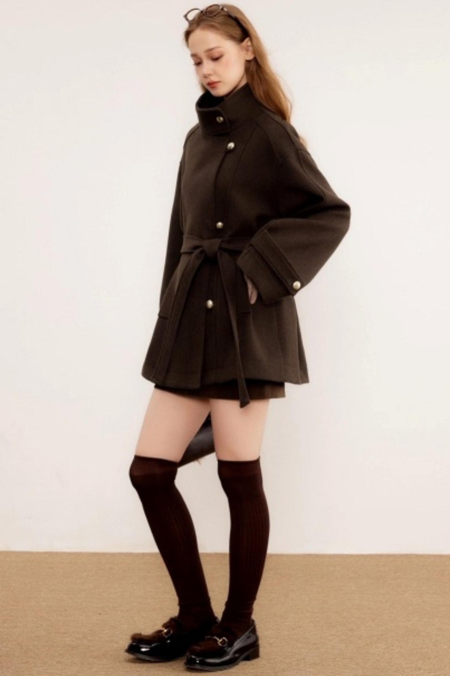 Stand-Up Collar Woolen Coat