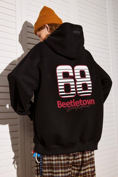 Retro Print Hooded Top