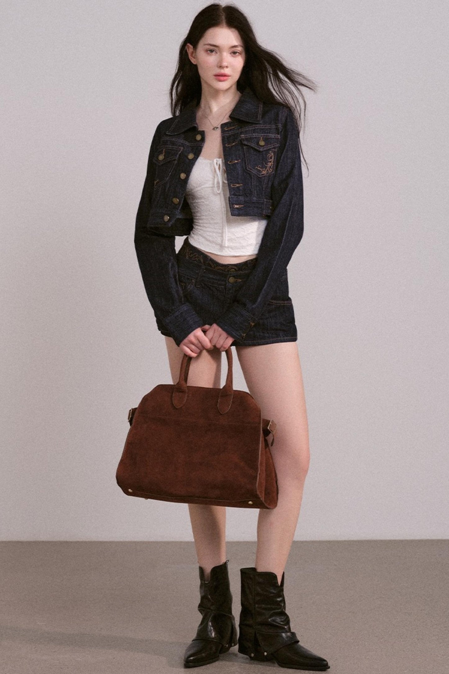 Low-Rise Denim Skirt