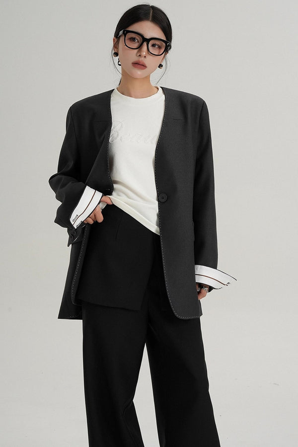 High-End Belted Long Sleeve Blazer