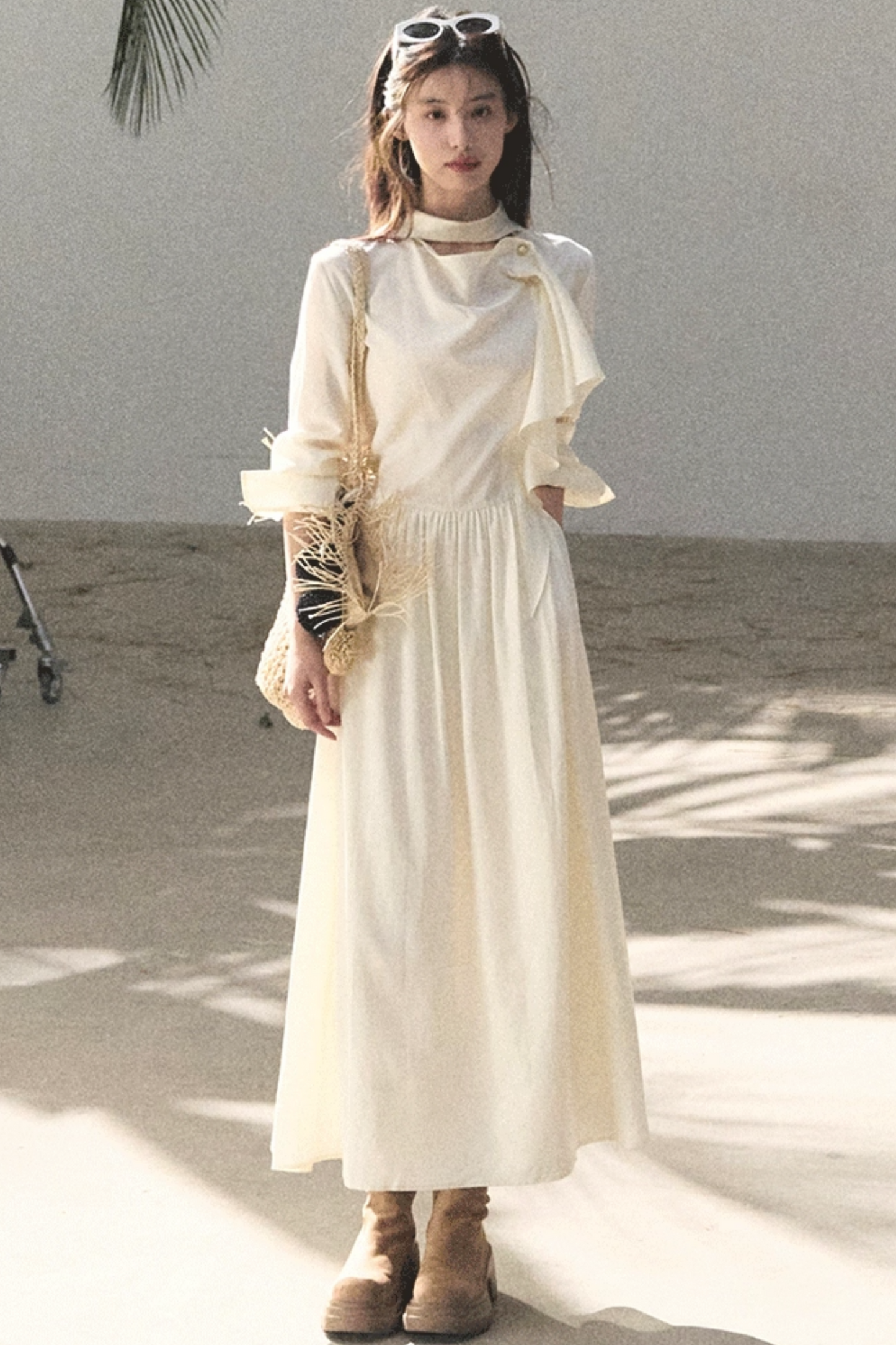 Lyocell-Kleid mit Bandkragen