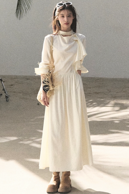 Lyocell-Kleid mit Bandkragen