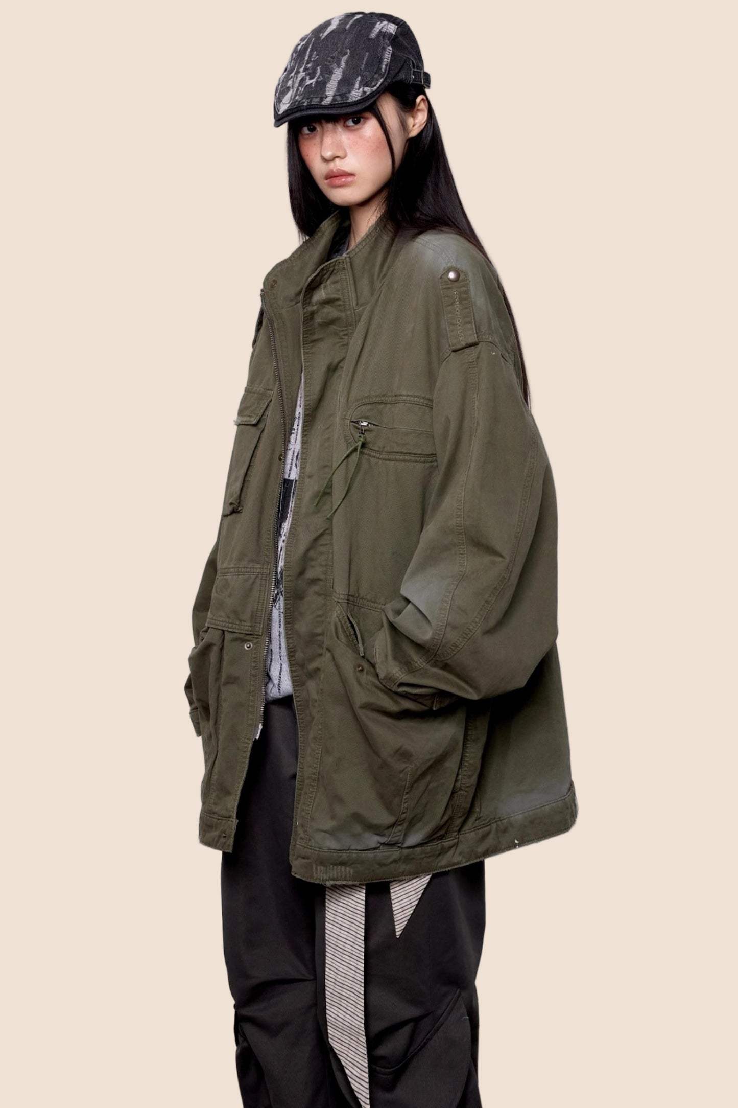 American Vintage Distressed Cargo Jacket