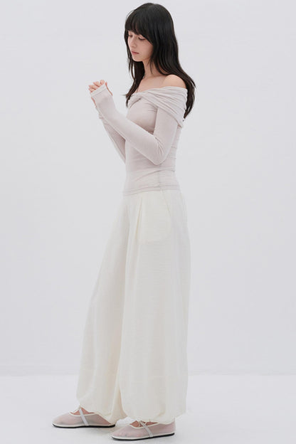 Glutinous Wool Blend One-Shoulder Top