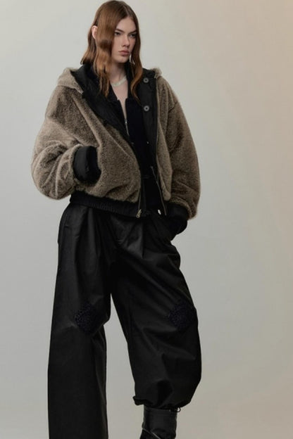 Two-Tone Velvet Suede Sweatshirt