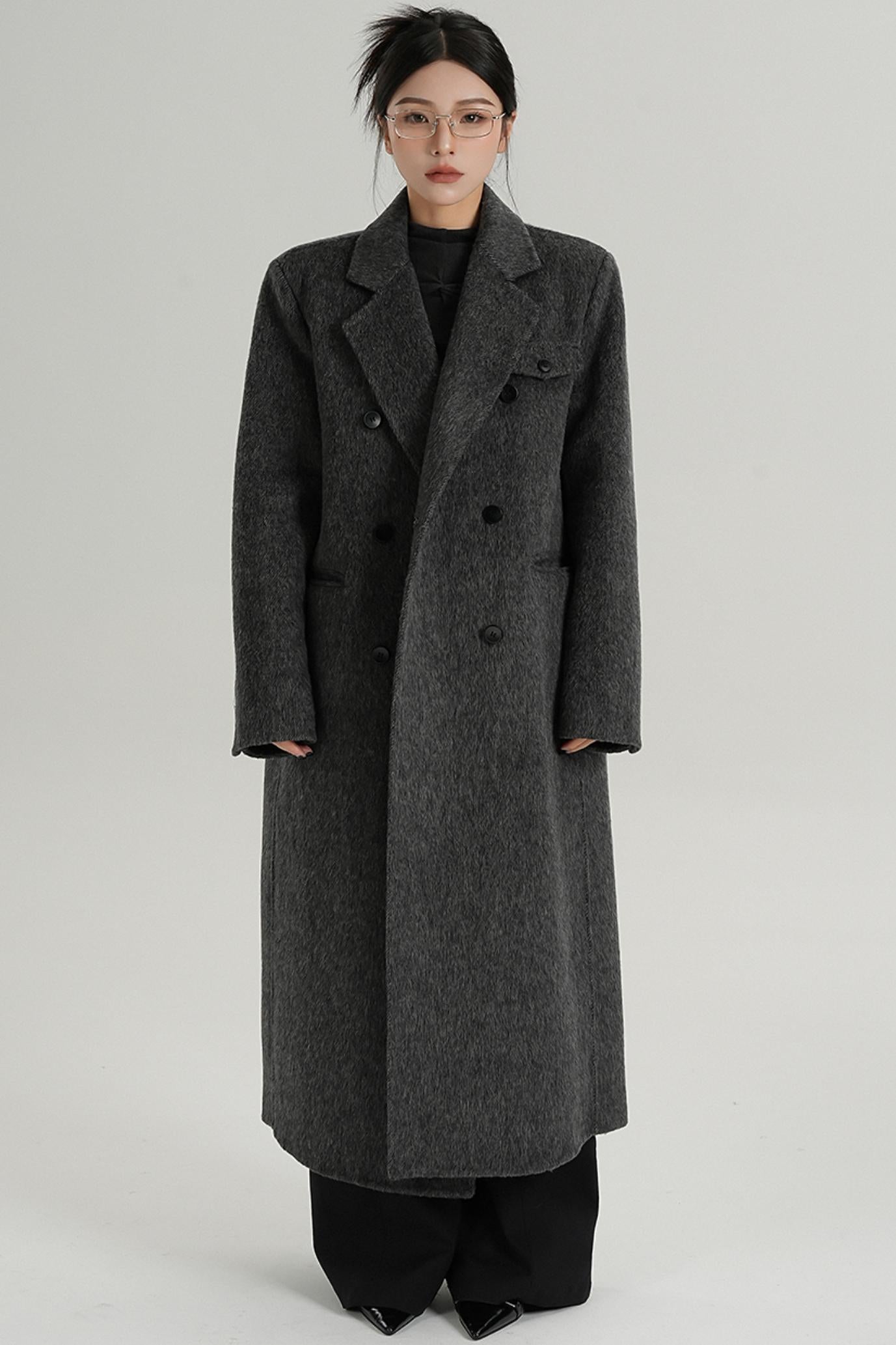 SRYSAME high-quality temperament woolen jacket long wool coat double-faced tweed jacket autumn and winter women's wear