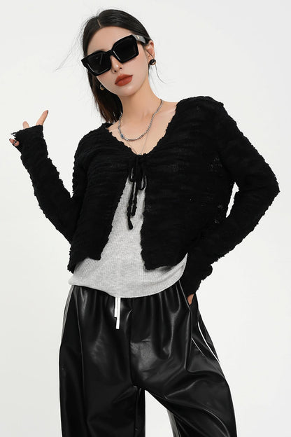 Niche Cropped Knit Cardigan