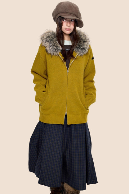 Vintage Knit Hooded Cardigan