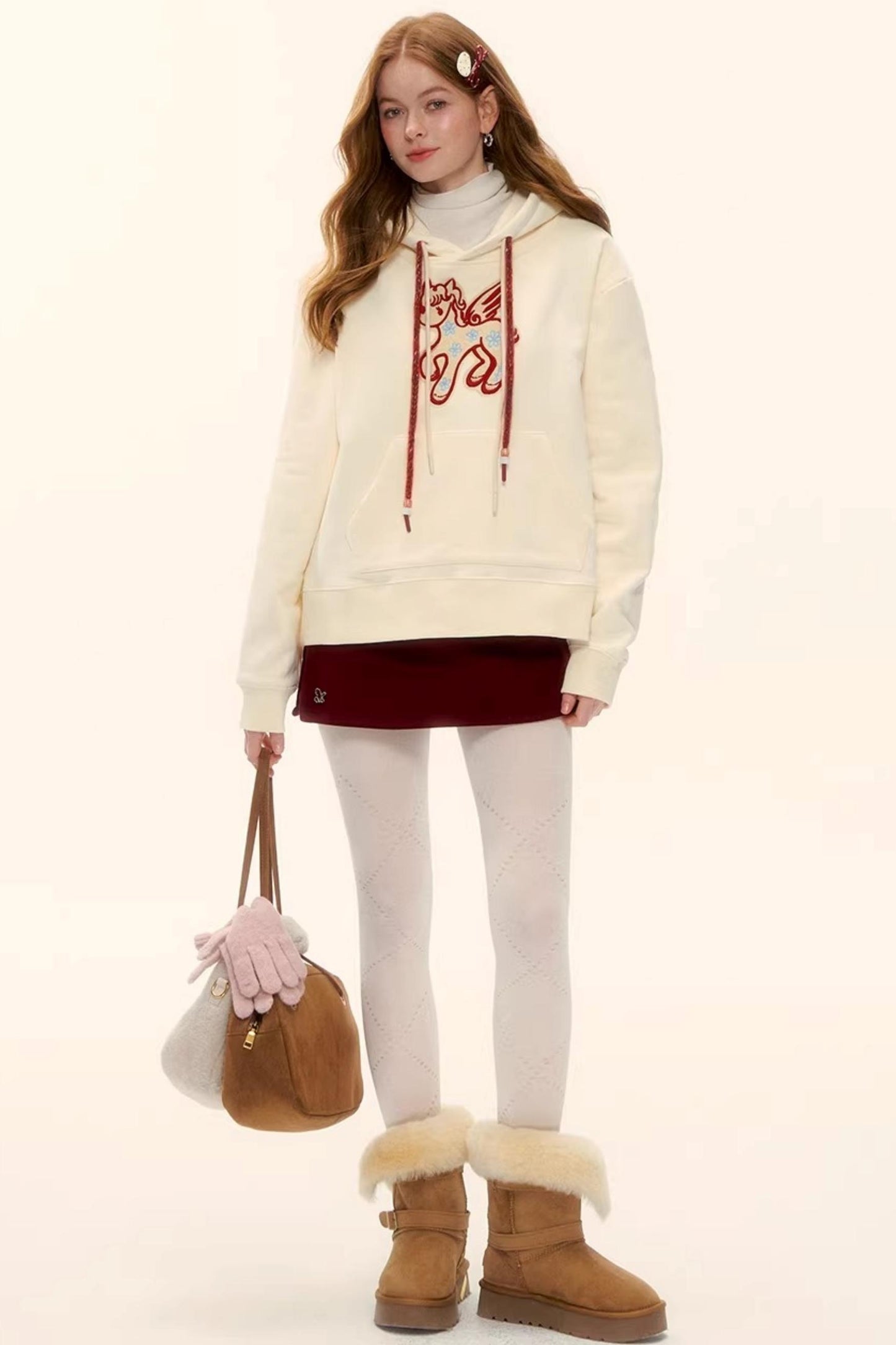 Embroidered Fleece-Lined Hoodie Sweater