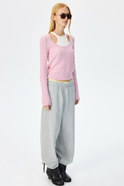 Wool Cropped Slim Fit Top