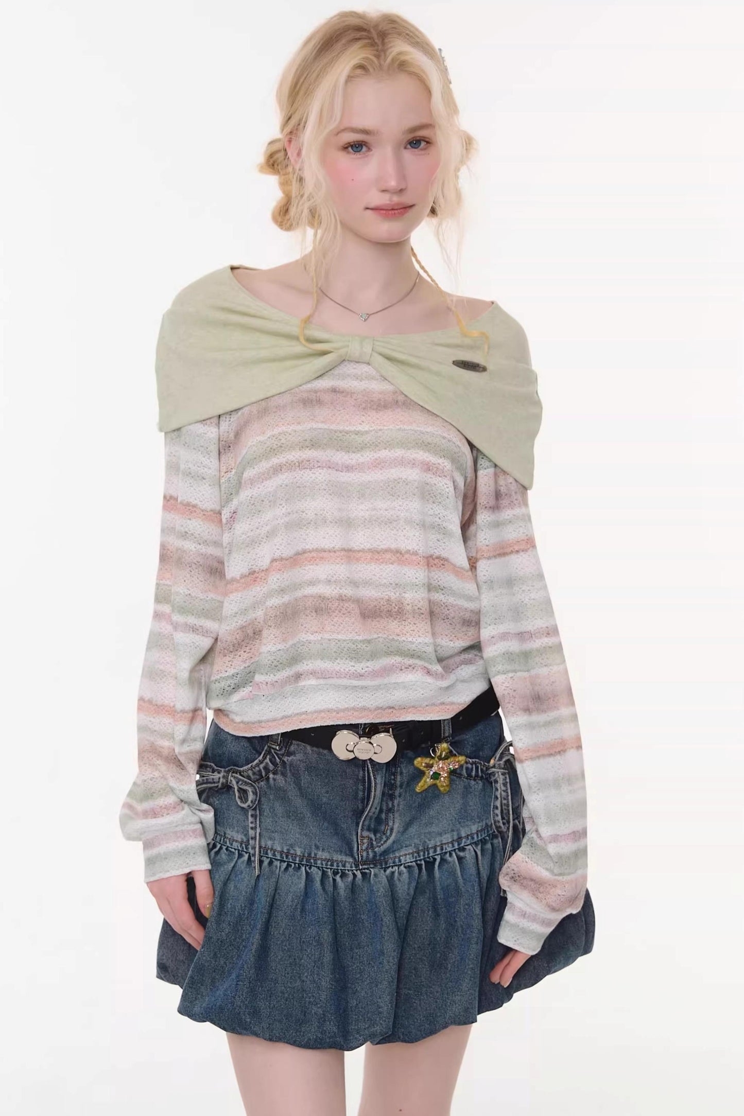 Spring Mist Striped Knit Top