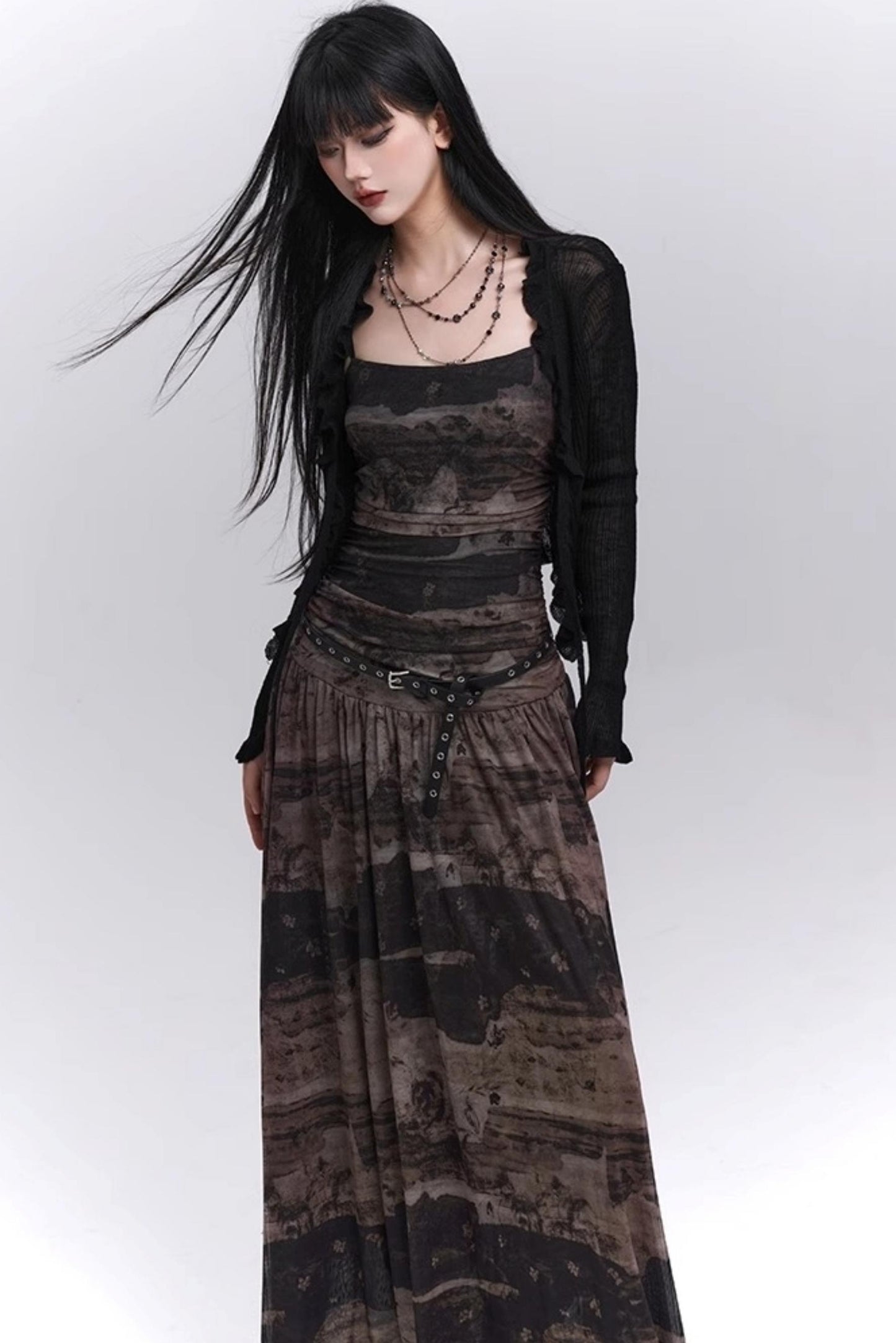 Summer Black And Brown Halter Dress