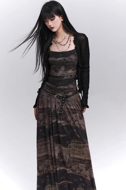 Summer Black And Brown Halter Dress