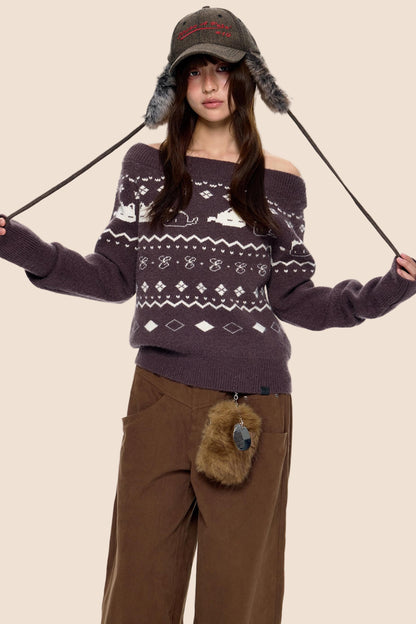 Fair Island Print Knit Sweater