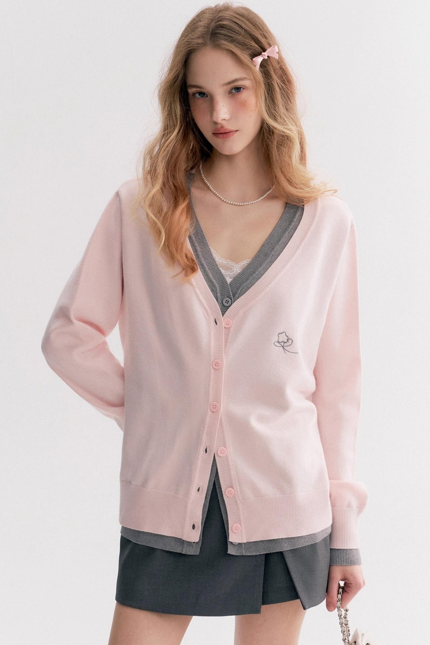 Soft Pink V-Neck Sweater